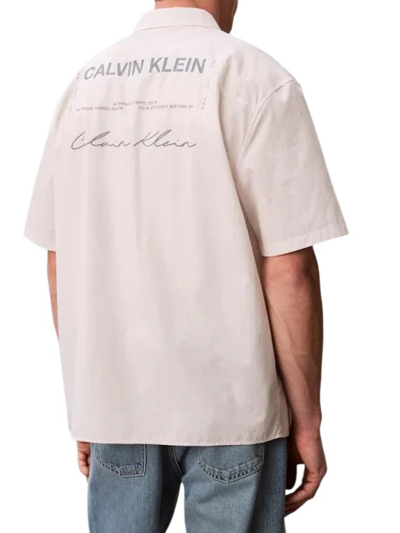 Calvin Klein Jeans camicia manica corta uomo relaxed fit ecrù LV04RF122G GNA Calvin Klein Jeans 