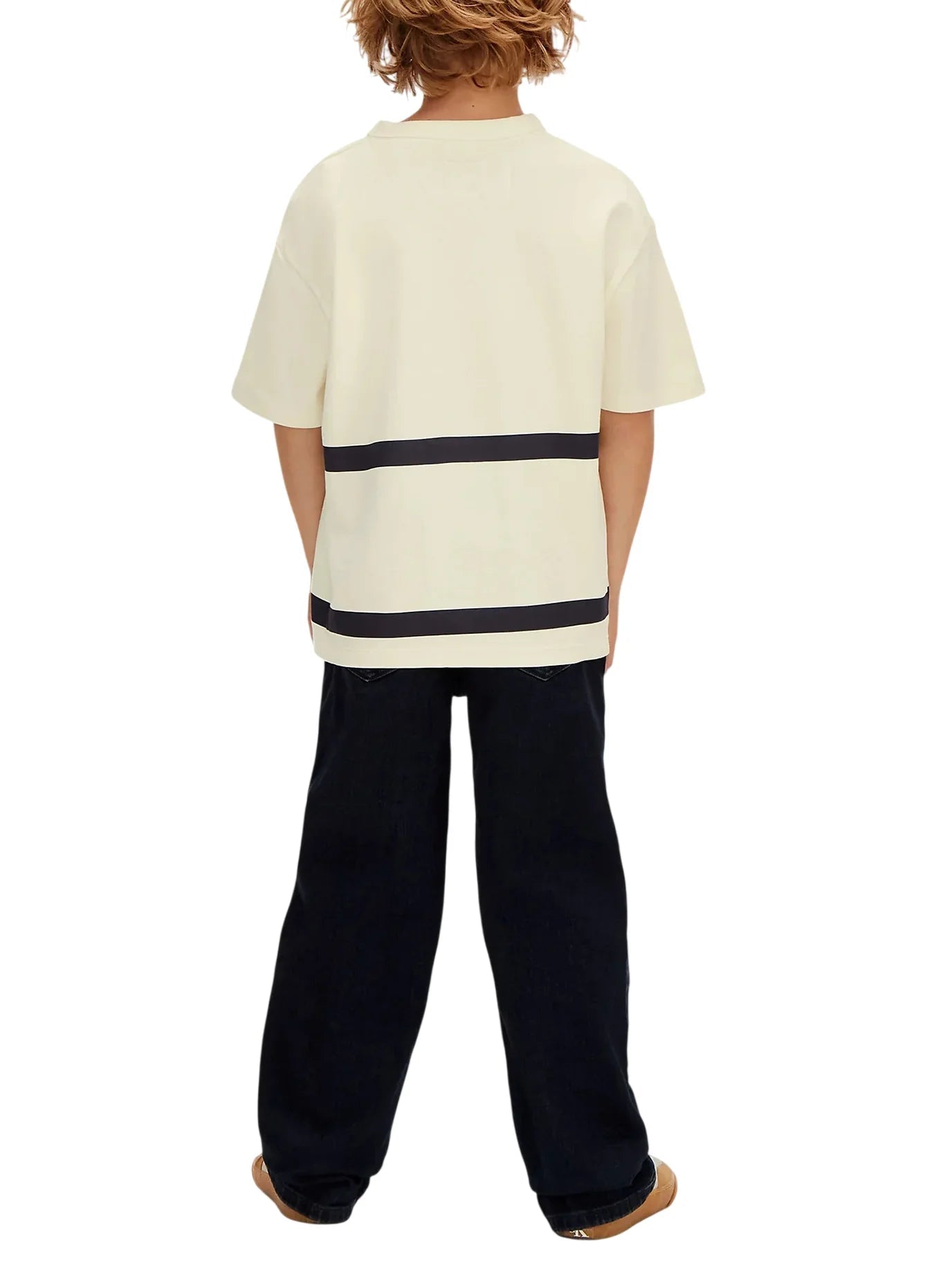 Calvin Klein Jeans T-shirt bambino manica corta con logo panna LVCKSJA14B YAT Calvin Klein Jeans 