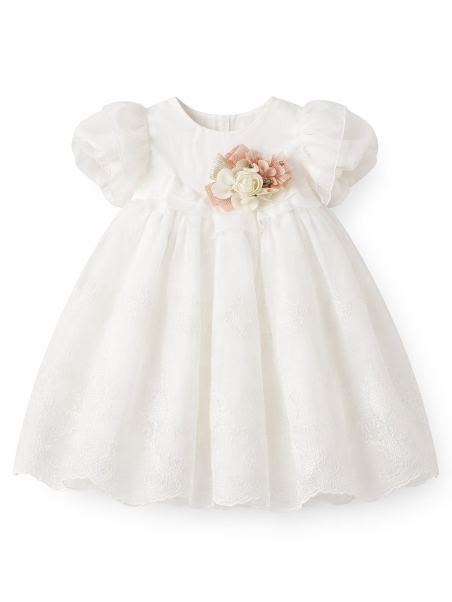 Colori Chiari abito cerimonia neonata con ricami bianco latte FN108232-4958 15 COLORICHIARI 