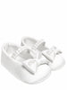 Colori Chiari ballerine satin con fiocco bianco latte