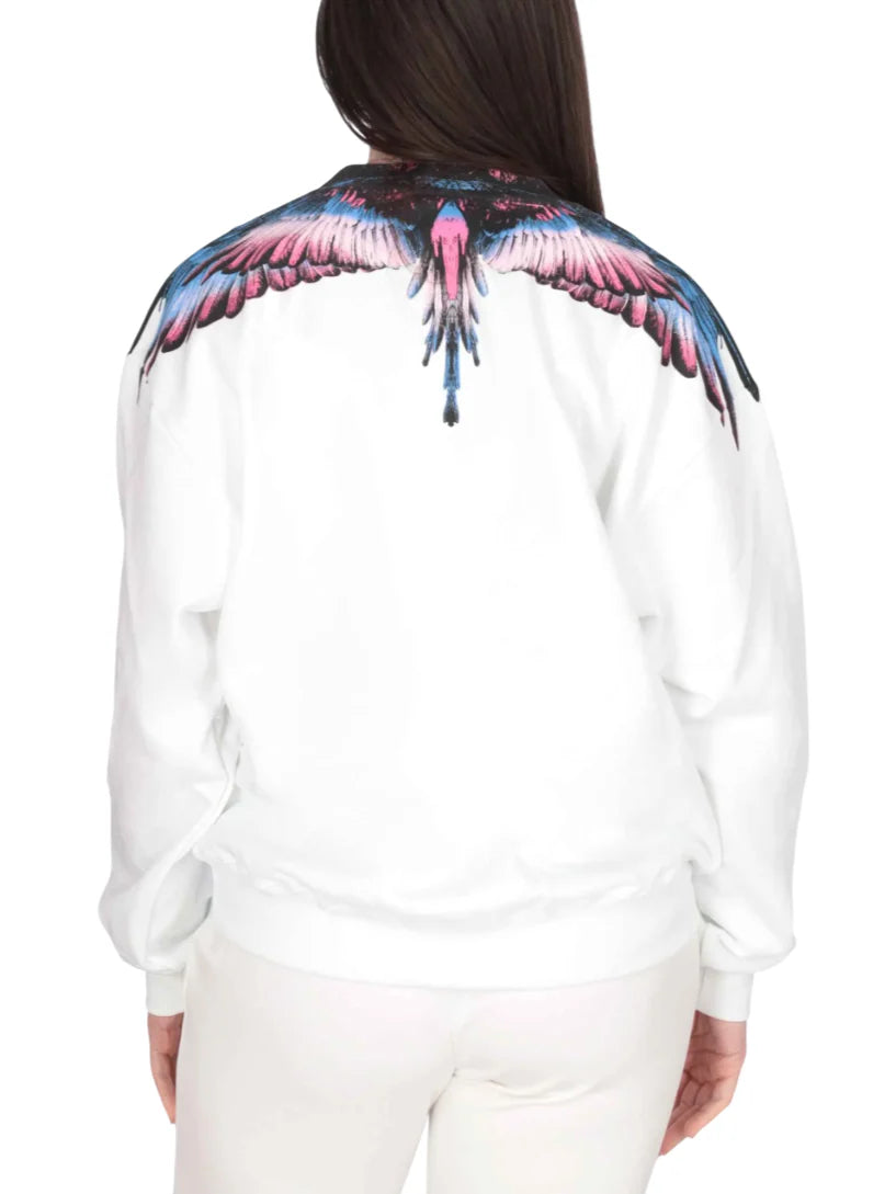 County of Milan felpa donna con stampa iconica bianco CM30103 BIANCO-WINGS CELESTE-ROSA COUNTY OF MILAN 