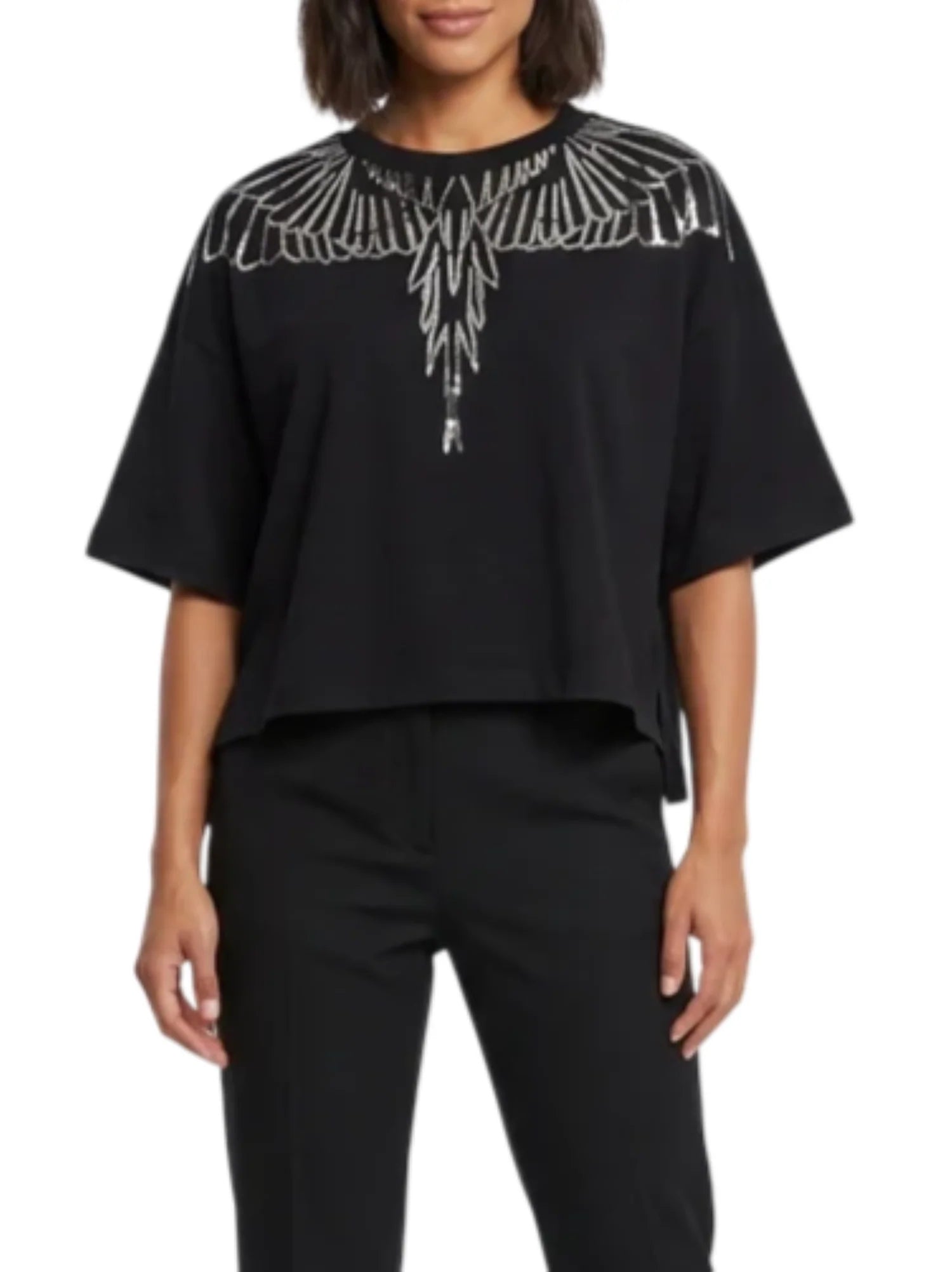 County of Milan T-shirt crop donna con stampa iconica nero CM30115 NERO COUNTY OF MILAN 