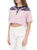 County of Milan T-shirt crop donna stampa iconica rosa