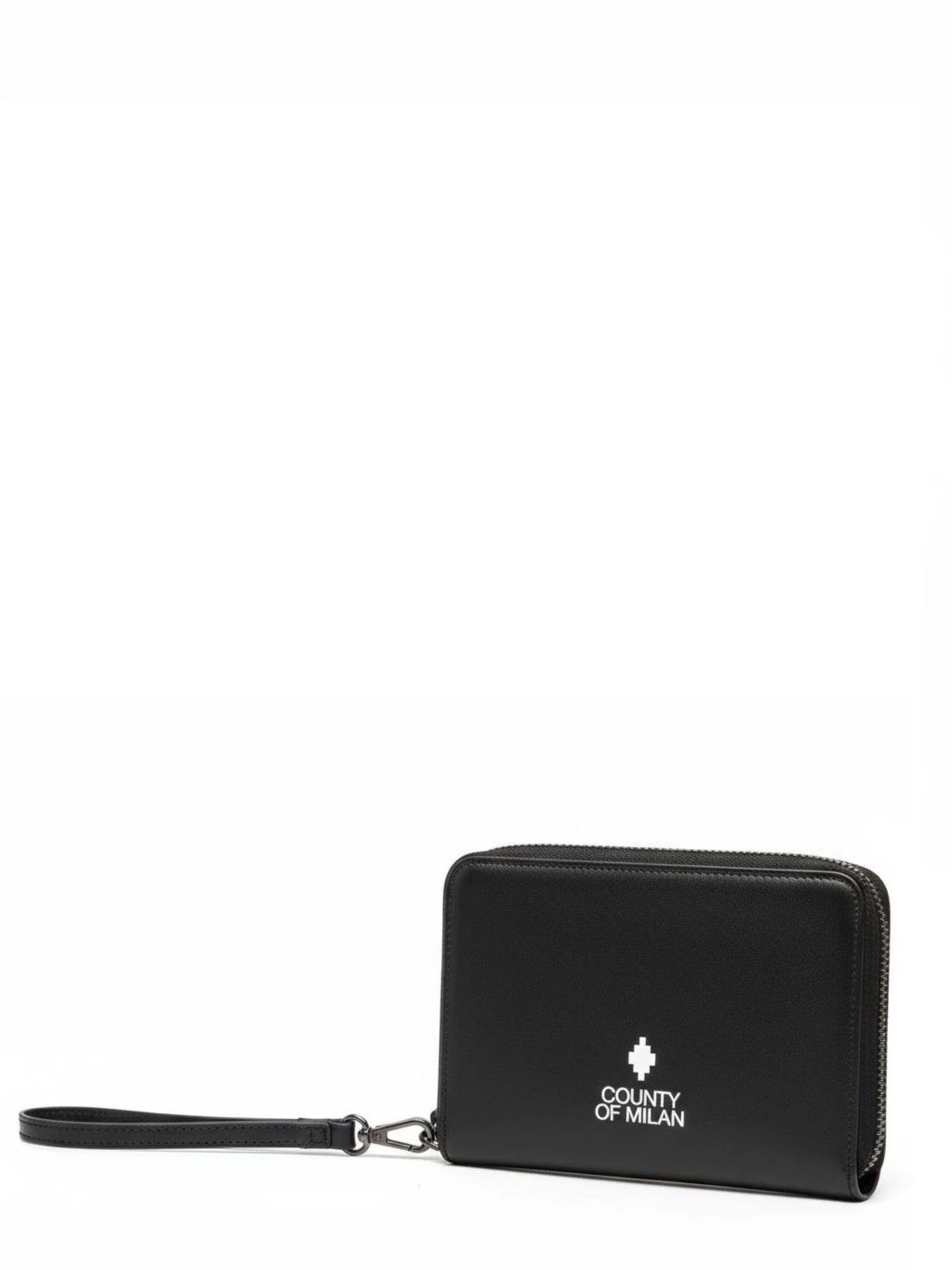 County of Milan pochette uomo in ecopelle con zip nero COMAS260358 BLACK-WHITE COUNTY OF MILAN 