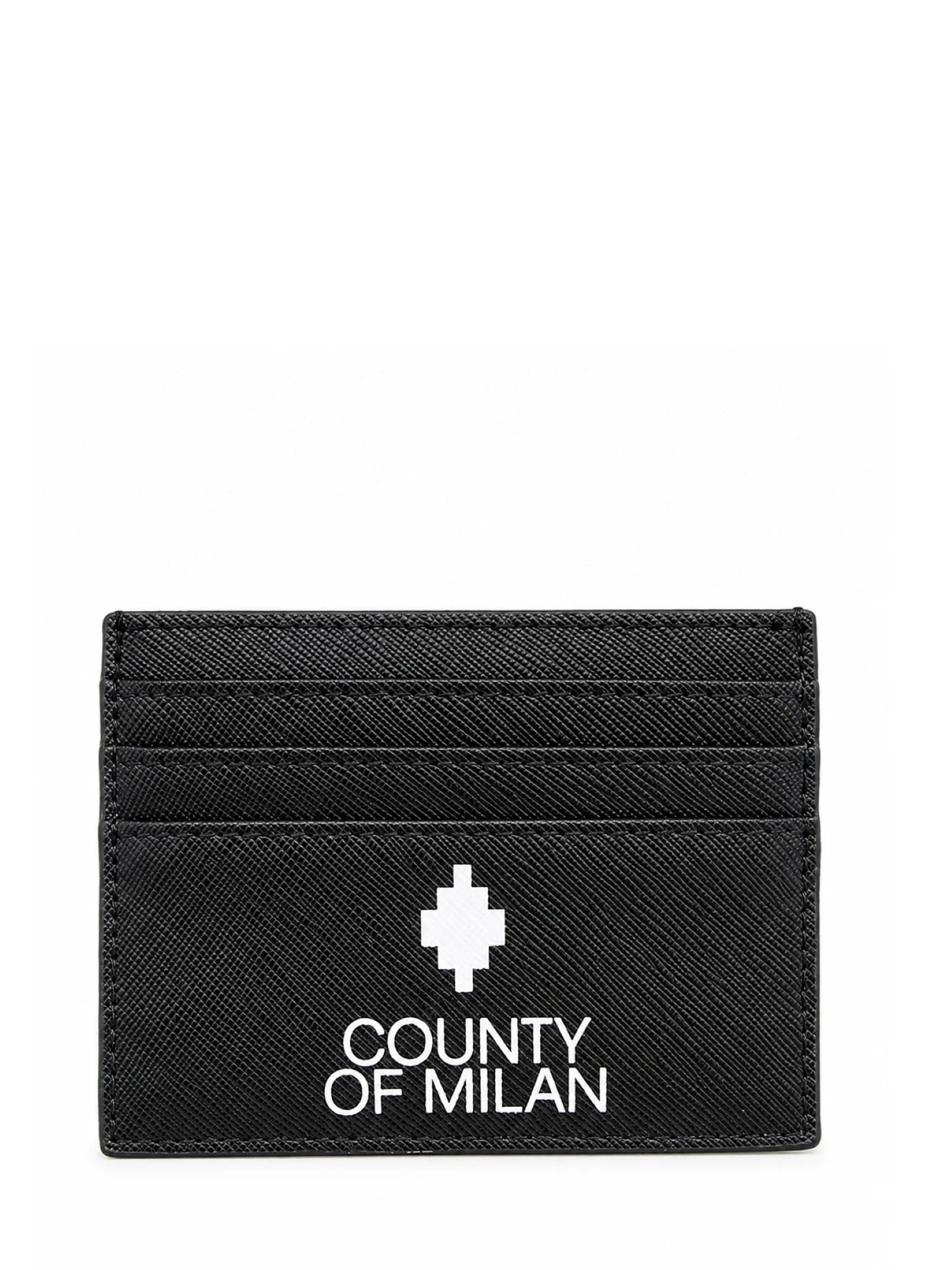 County of Milan portacarte uomo in ecopelle saffiano nero COMAS260394 BLACK-WHITE COUNTY OF MILAN 