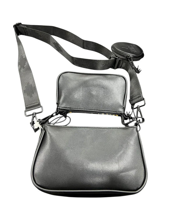 County of Milan borsa donna design triplo con tracolla nero COMAS260435 BLACK-LEOPARD WINGS COUNTY OF MILAN 