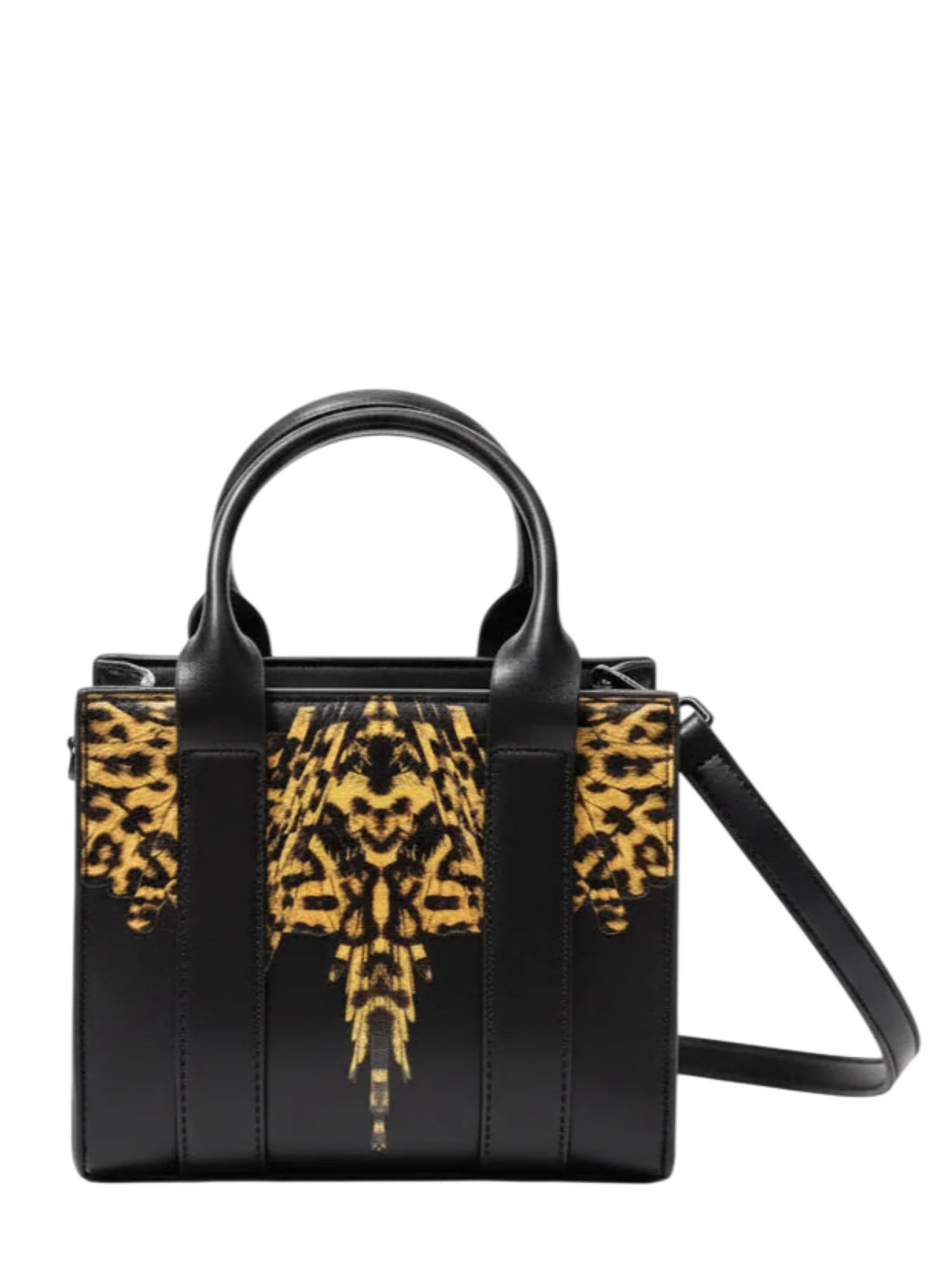 County of Milan borsa donna in ecopelle stampa iconica nero COMAS260453 BLACK-LEOPARD WINGS COUNTY OF MILAN 