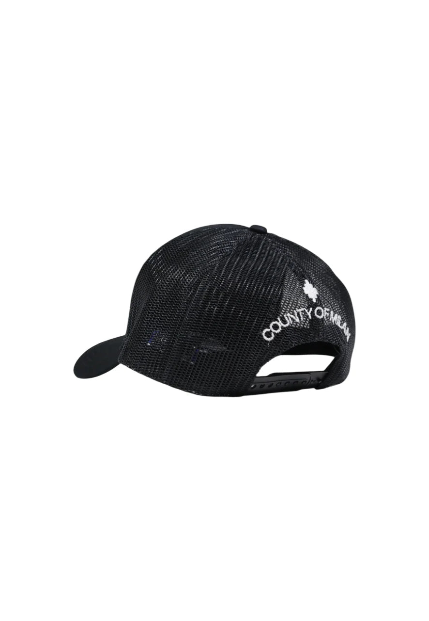 County of Milan cappello con visiera uomo con logo nero COMAS260484 BLACK-WHITE COUNTY OF MILAN 
