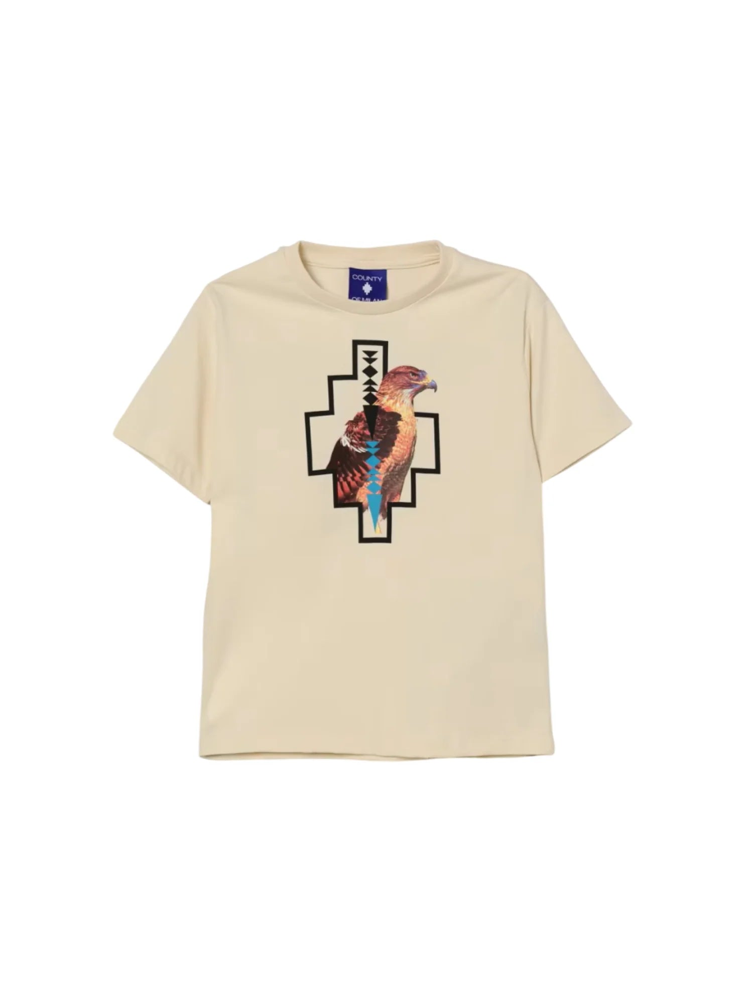 County of Milan T-shirt bambino manica corta con stampa aquila beige S6CMJBTH048 412 COUNTY OF MILAN KIDS 