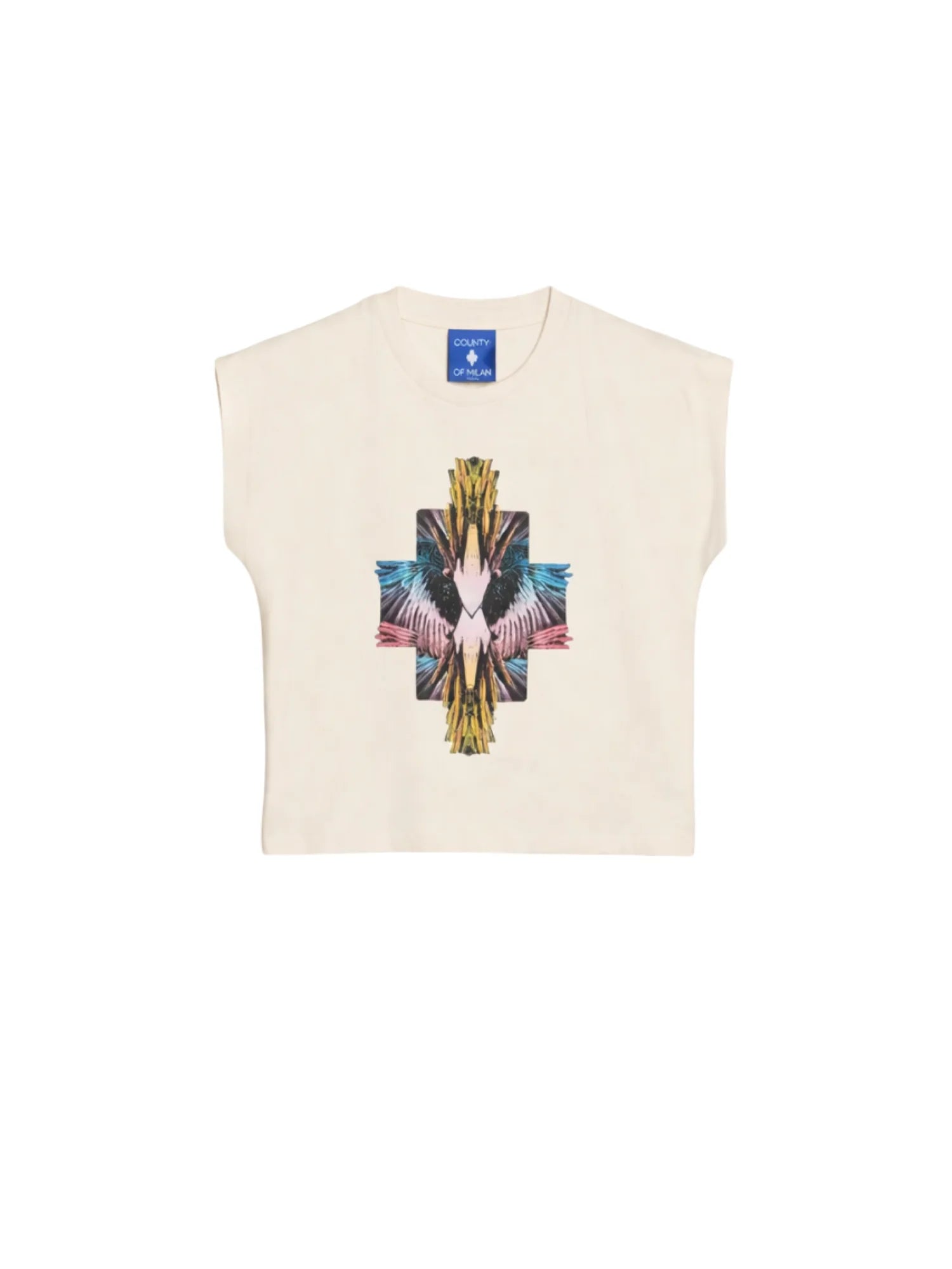 County of Milan T-shirt bambina in jersey stampa iconica panna S6CMJGTH070 412 COUNTY OF MILAN KIDS 