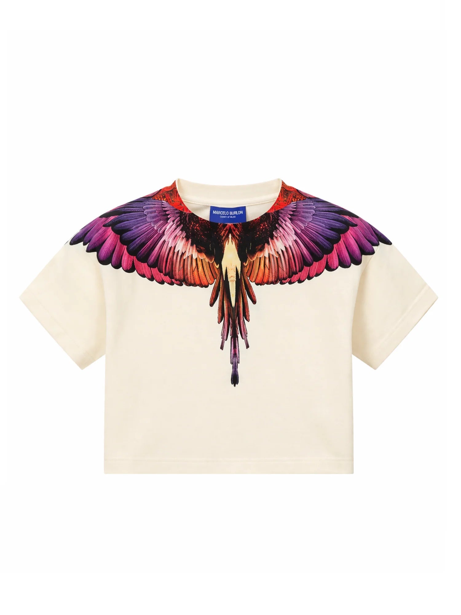 County of Milan T-shirt bambina crop stampa iconica panna S6CMJGTH085 412 COUNTY OF MILAN KIDS 