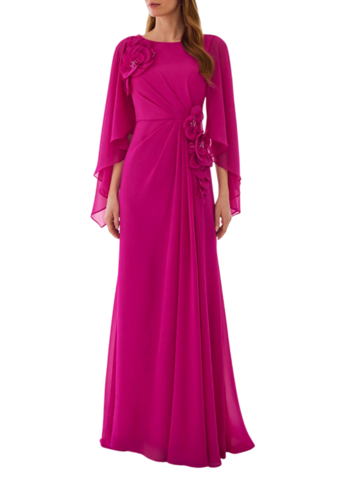 Couture Club abito da cerimonia con fiori fucsia 1G141GAS00 430-MAGENTA COUTURE CLUB 