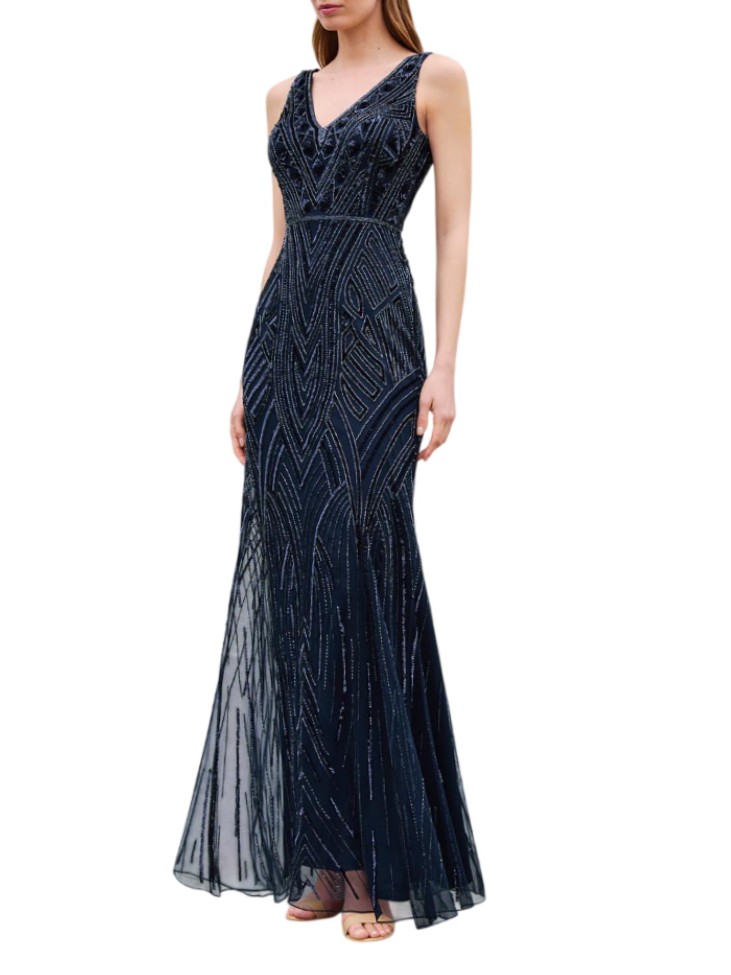 Couture Club abito con ricami gioiello e mantella blu 1G2G7PED00 615-MARINO COUTURE CLUB 