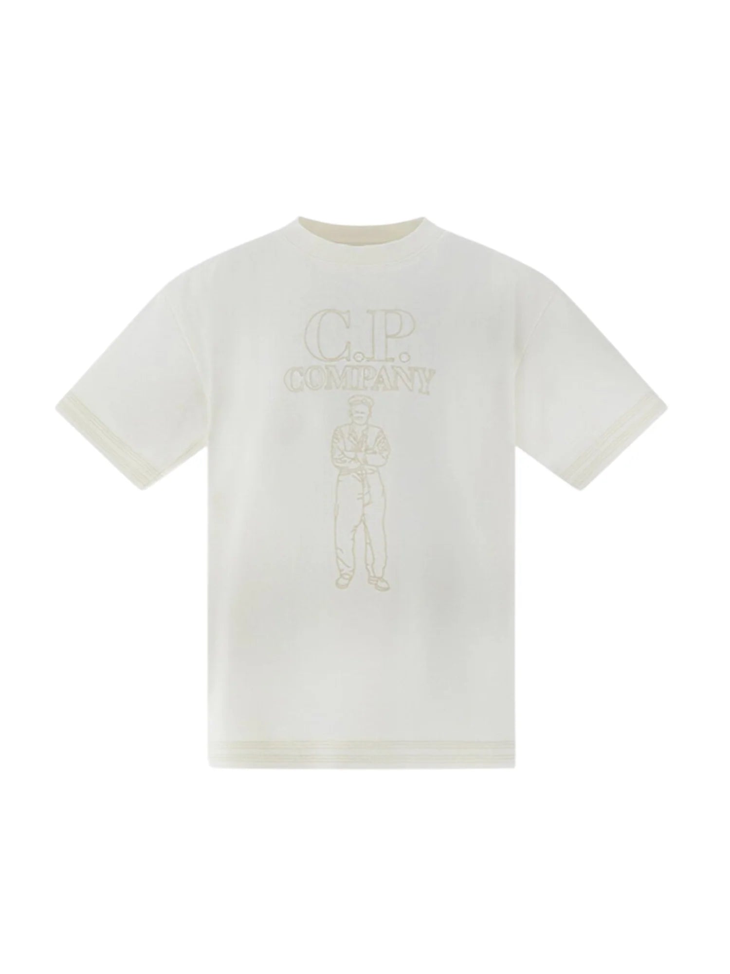 C.P. Company T-shirt manica corta bambino con logo panna CUM00Y-LAC04 10135 C.P. COMPANY U16 
