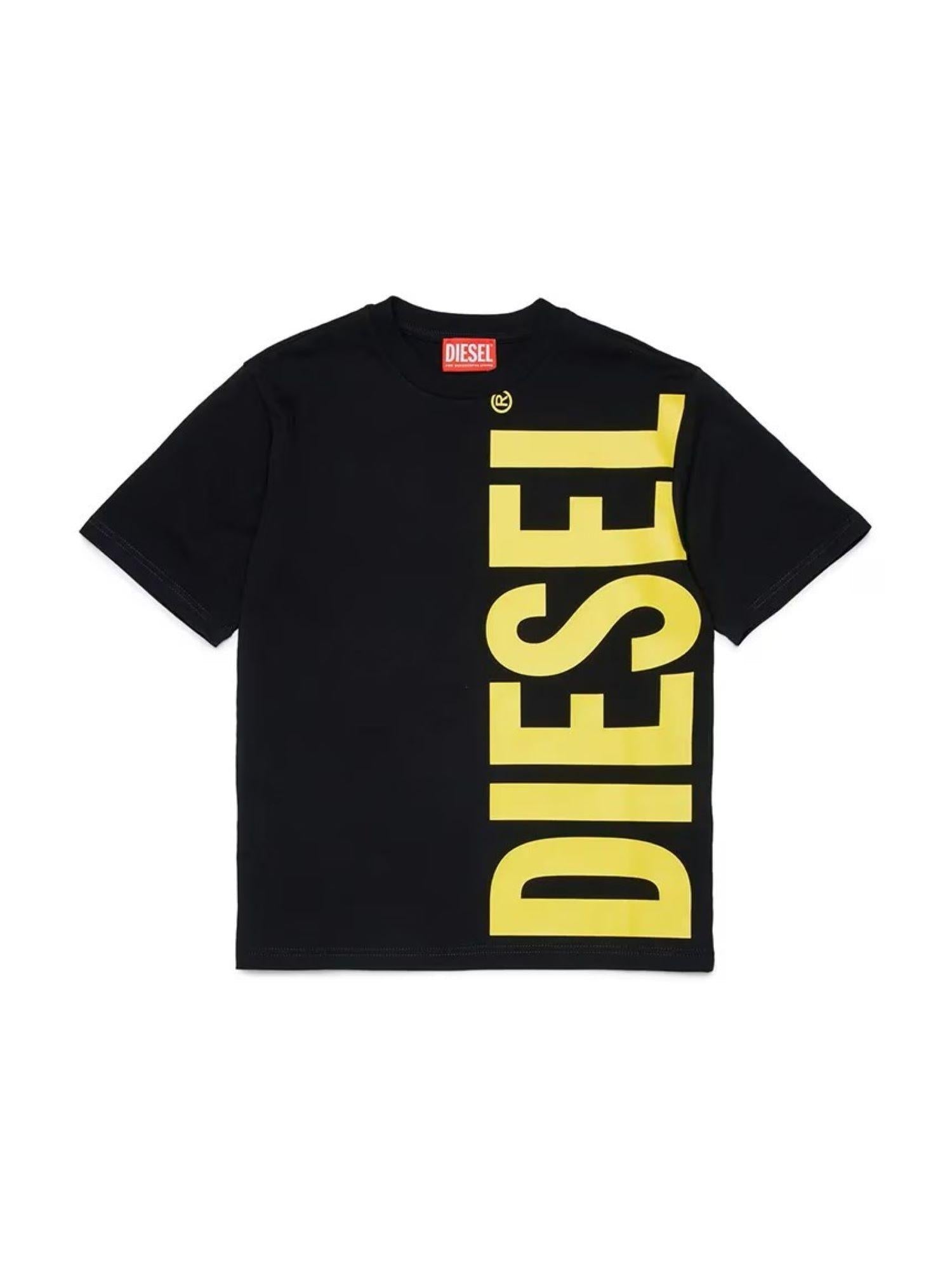 Diesel T-shirt bambino con maxi logo nero giallo J02737-00YI9 K900 DIESEL 