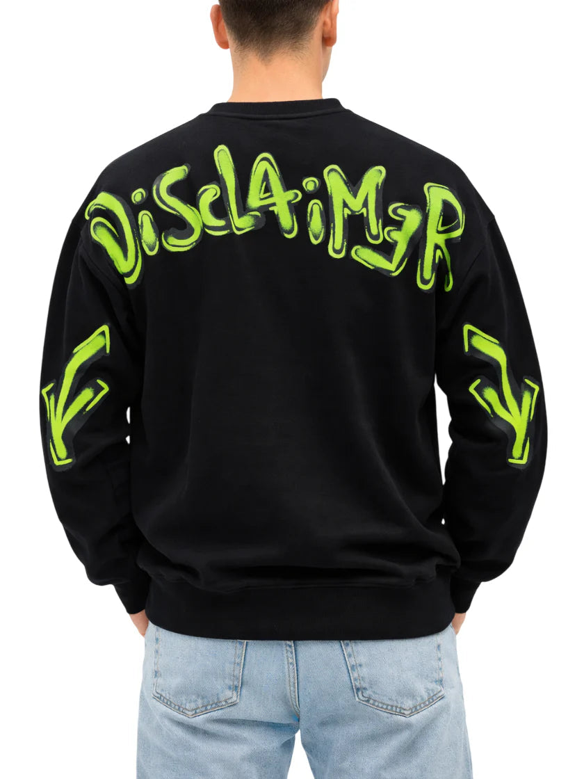 Disclaimer felpa uomo con maxi logo posteriore nero giallo fluo 55402 NERO-ST.G.FLUO DISCLAIMER 