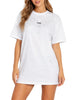 Disclaimer T-shirt donna manica corta con logo glitter bianco