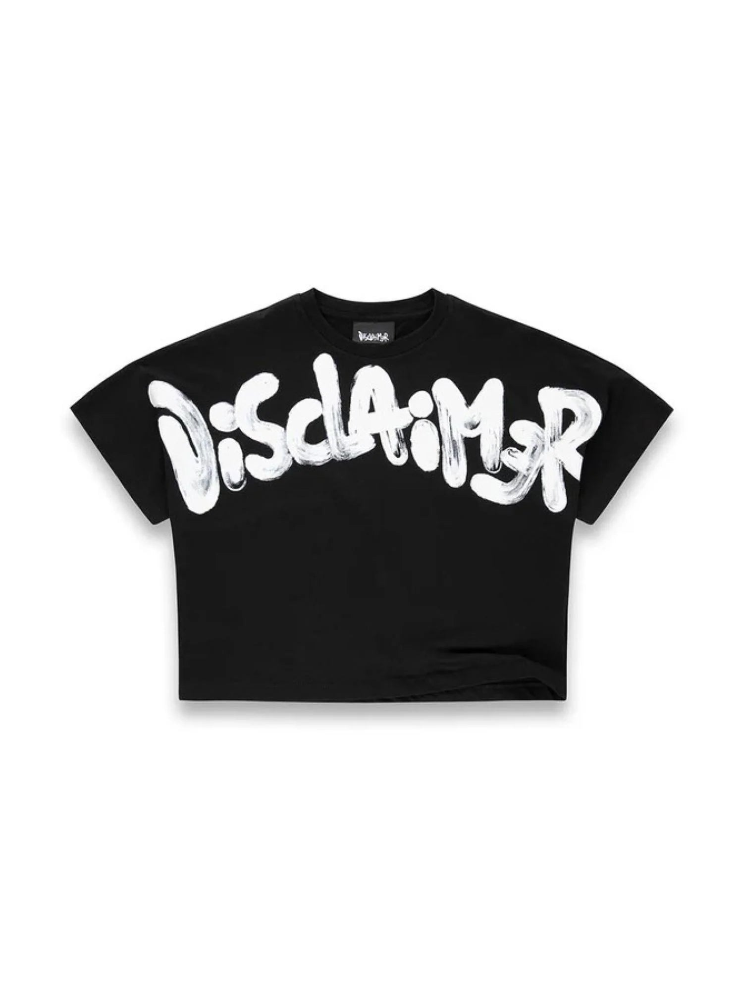 Disclaimer T-shirt crop donna con logo glitter nero 55554 NERO-ST.BIANCA DISCLAIMER 