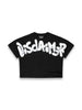 Disclaimer T-shirt crop donna con logo glitter nero