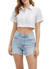 Disclaimer camicia crop gessata lurex bianco