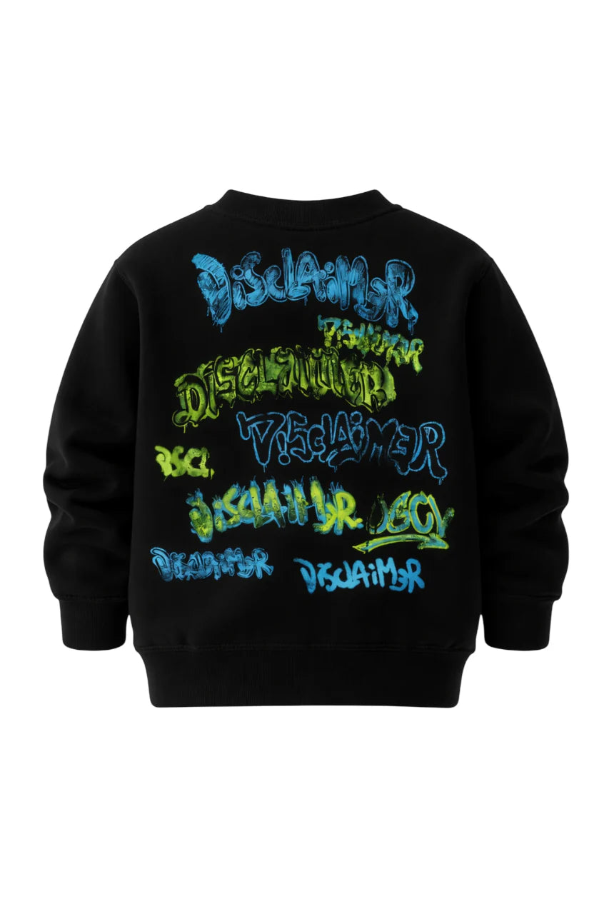 Disclaimer felpa bambino con stampe logo multicolor nero 58817 NERO DISCLAIMER 