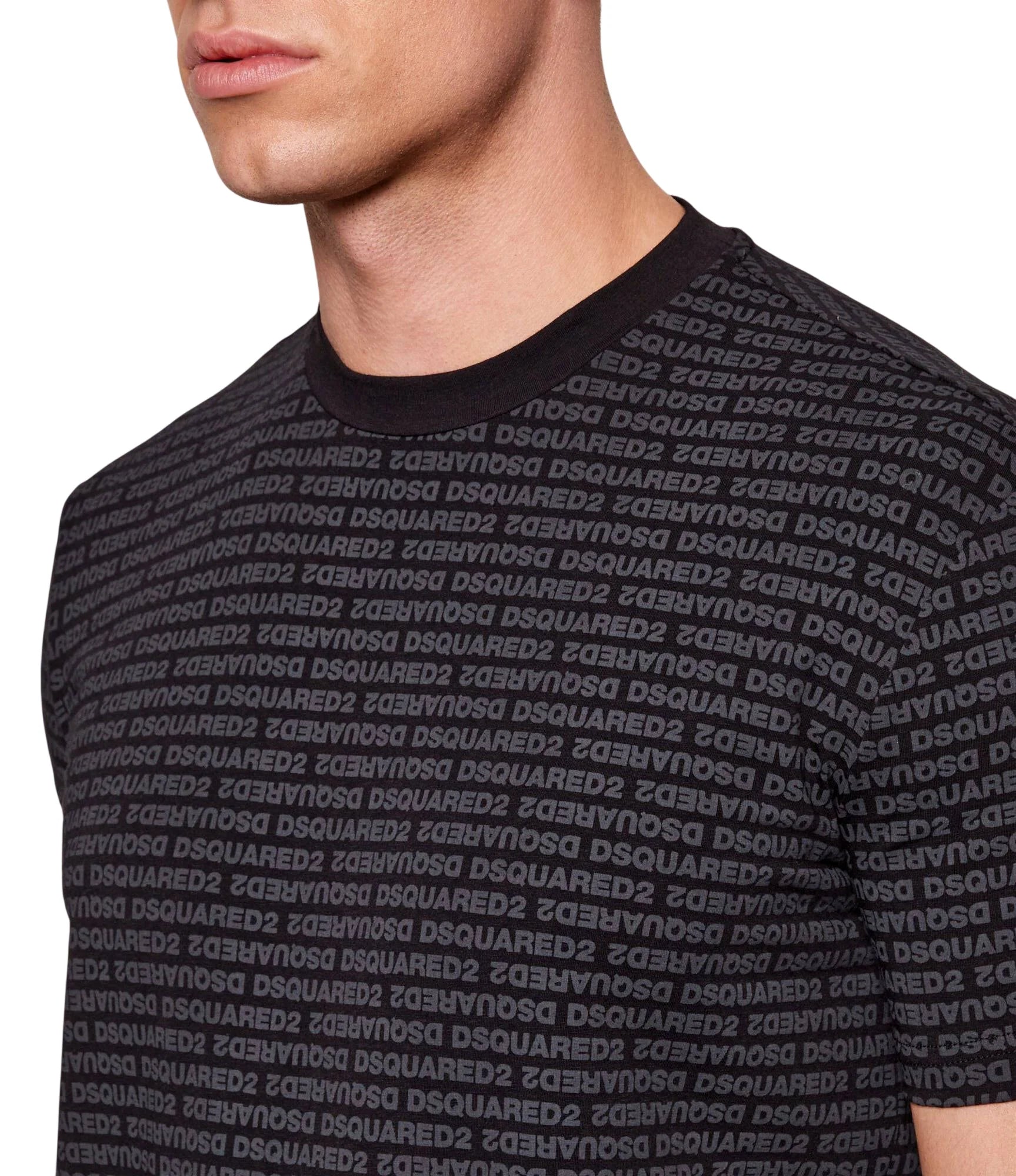 Dsquared2 T-shirt uomo manica corta logo all over nero D9M206200 010 DSQUARED2 