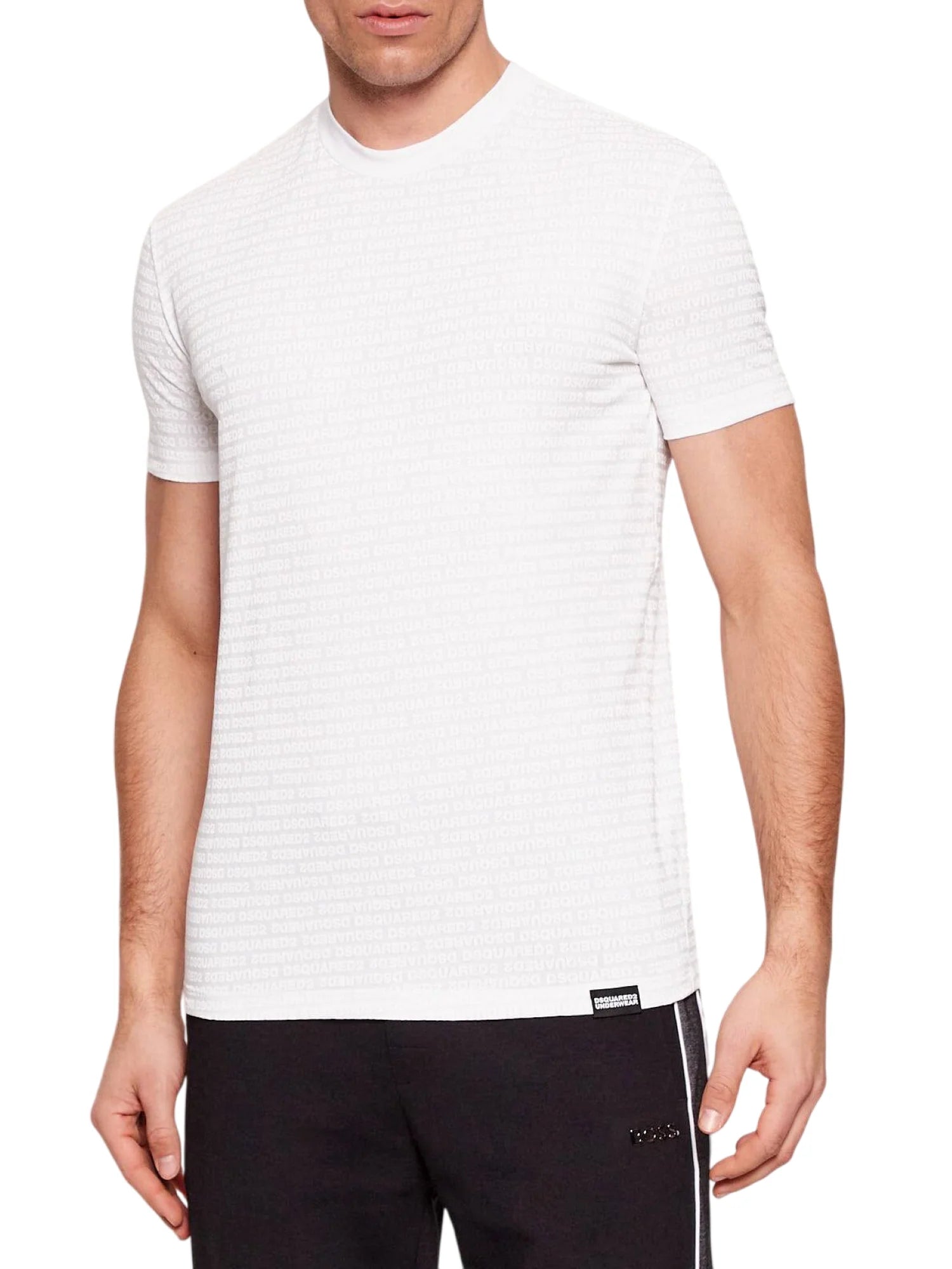 Dsquared2 T-shirt uomo manica corta logo all over bianco D9M206200 110 DSQUARED2 