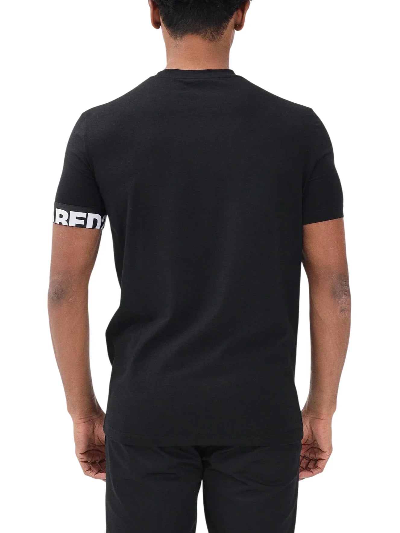 Dsquared2 T-shirt uomo manica corta con fascia logata nero bianco D9M3S6190 010 DSQUARED2 