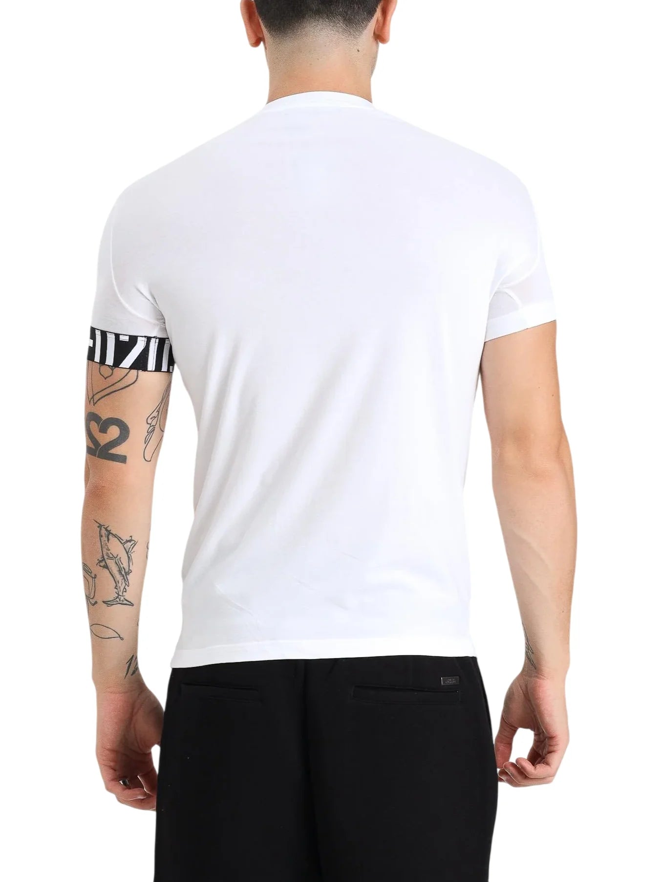 Dsquared2 T-shirt uomo manica corta con fascia logata bianco nero D9M3S6190 110 DSQUARED2 