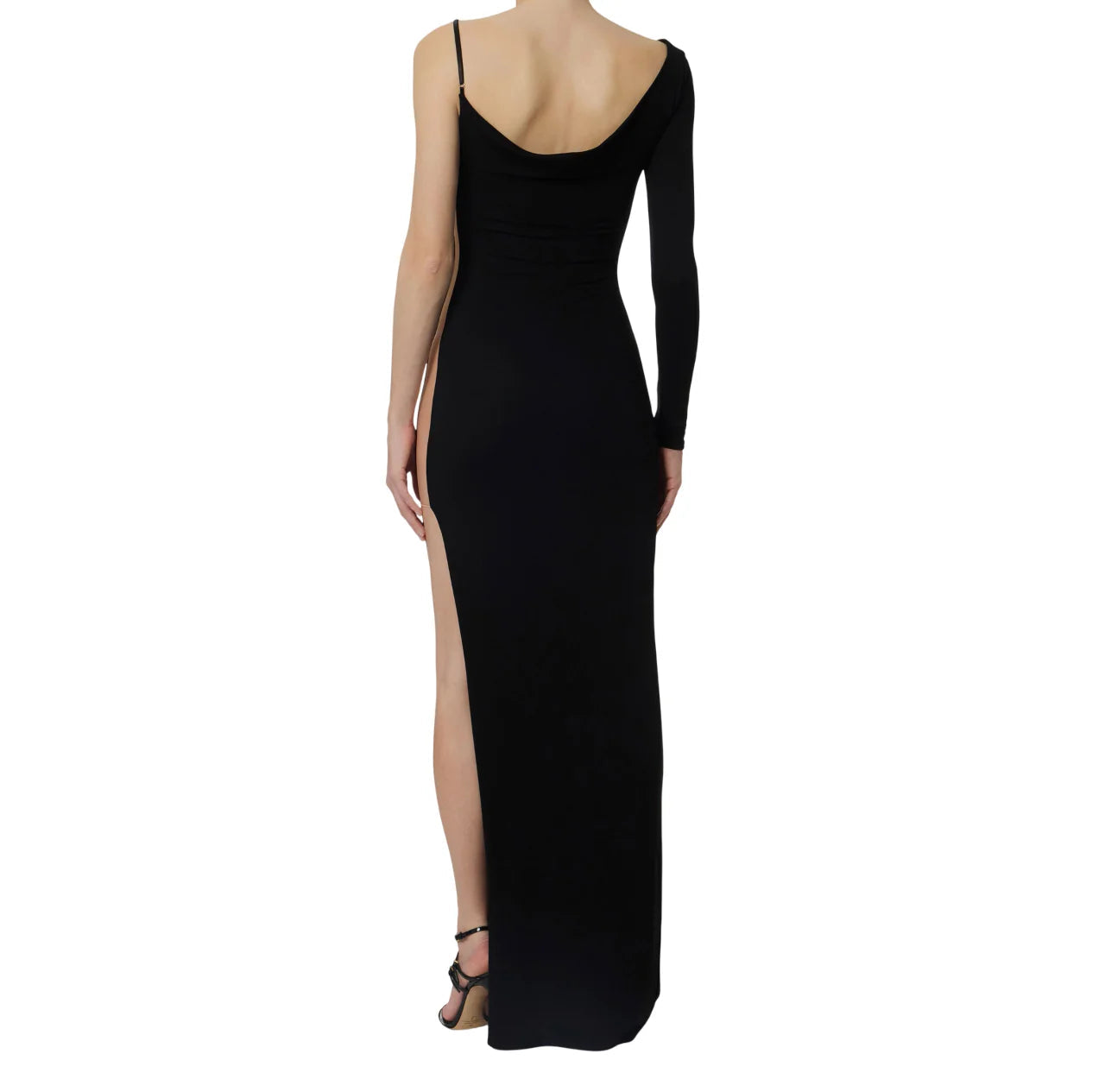 Elisabetta Franchi abito lungo Red Carpet con trasparenze nero ABR4762 110 ELISABETTA FRANCHI 