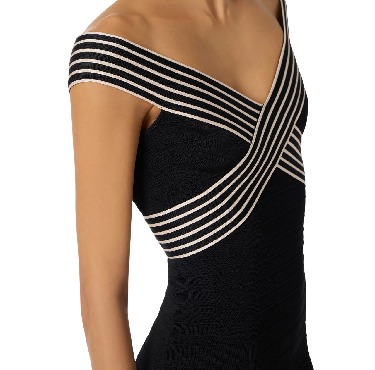 Elisabetta Franchi abito lungo in maglia nero panna AM75S61 685 ELISABETTA FRANCHI 
