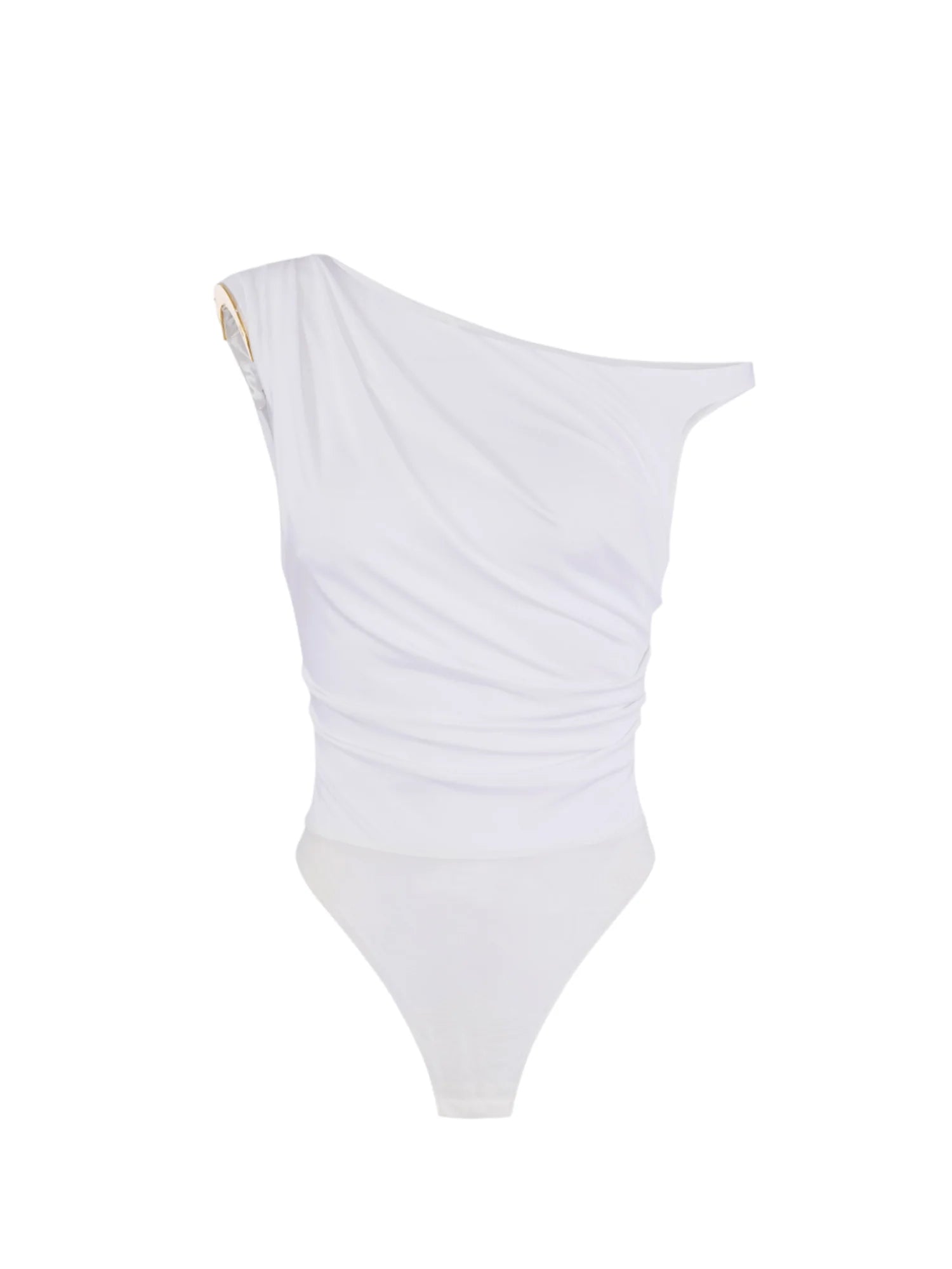 Elisabetta Franchi body monospalla in jersey drappeggiato bianco BO01361 360 ELISABETTA FRANCHI 
