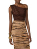Elisabetta Franchi body monospalla in jersey drappeggiato marrone