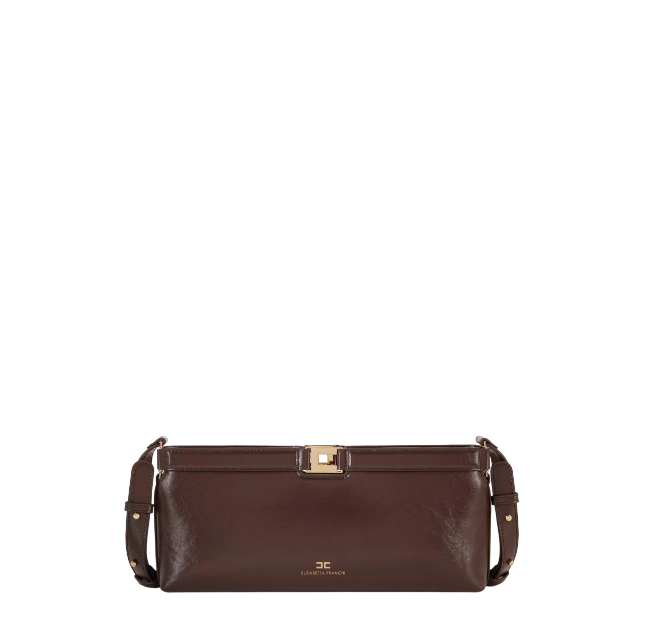 Elisabetta Franchi borsa in ecopelle con dettaglio logato marrone BS17A61 EV9 ELISABETTA FRANCHI 
