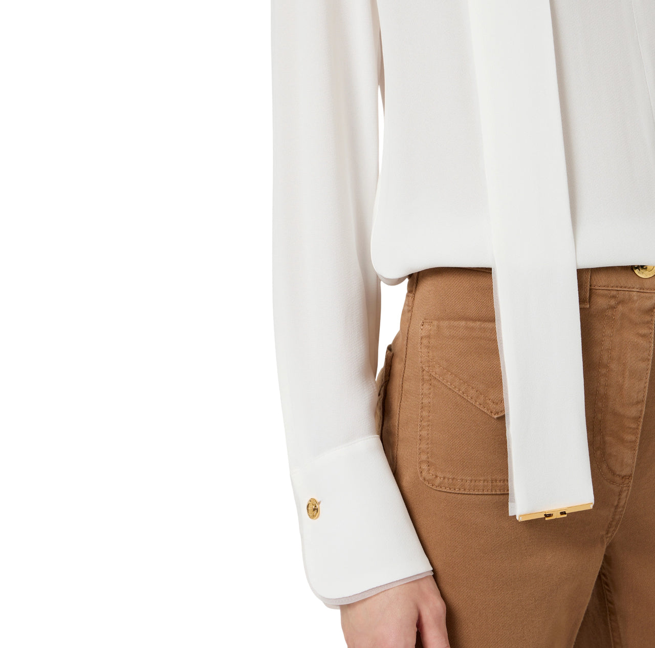 Elisabetta Franchi camicia con fusciacca in georgette bianco CA14661 360 ELISABETTA FRANCHI 