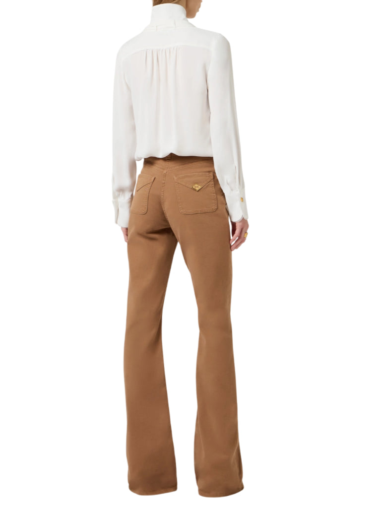 Elisabetta Franchi camicia con fusciacca in georgette bianco CA14661 360 ELISABETTA FRANCHI 