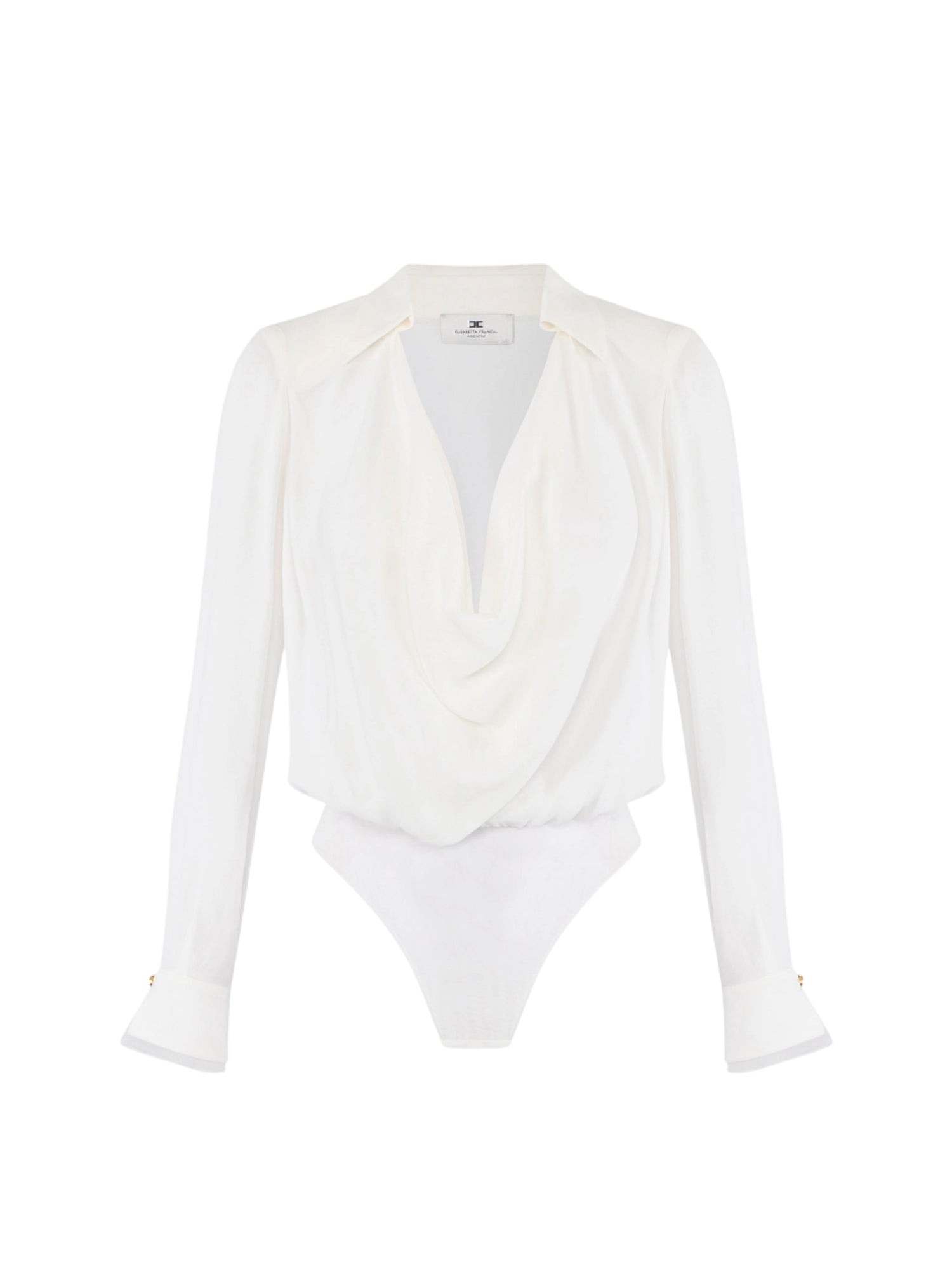 Elisabetta Franchi camicia body in georgette avorio CB00261 360 ELISABETTA FRANCHI 