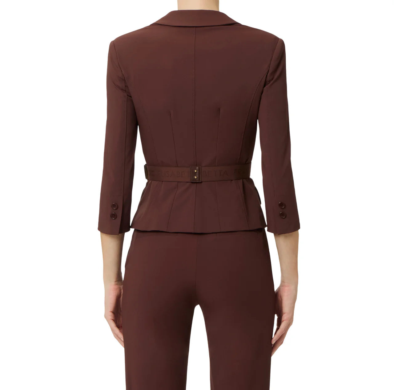 Elisabetta Franchi giacca doppiopetto in tessuto tecnico marrone GI22461 644 ELISABETTA FRANCHI 