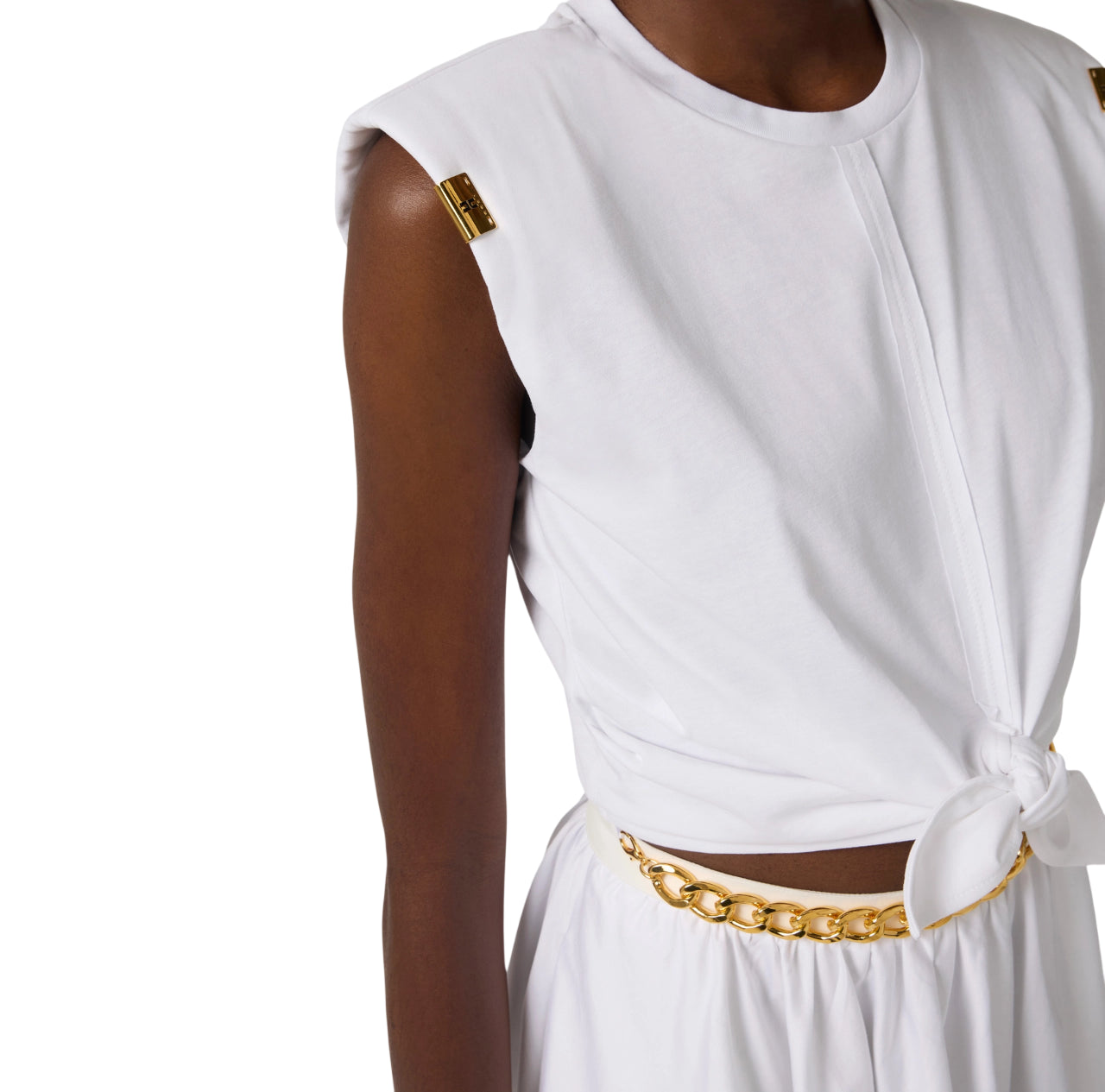 Elisabetta Franchi T-shirt in jersey con nodo bianco MA01161 270 ELISABETTA FRANCHI 