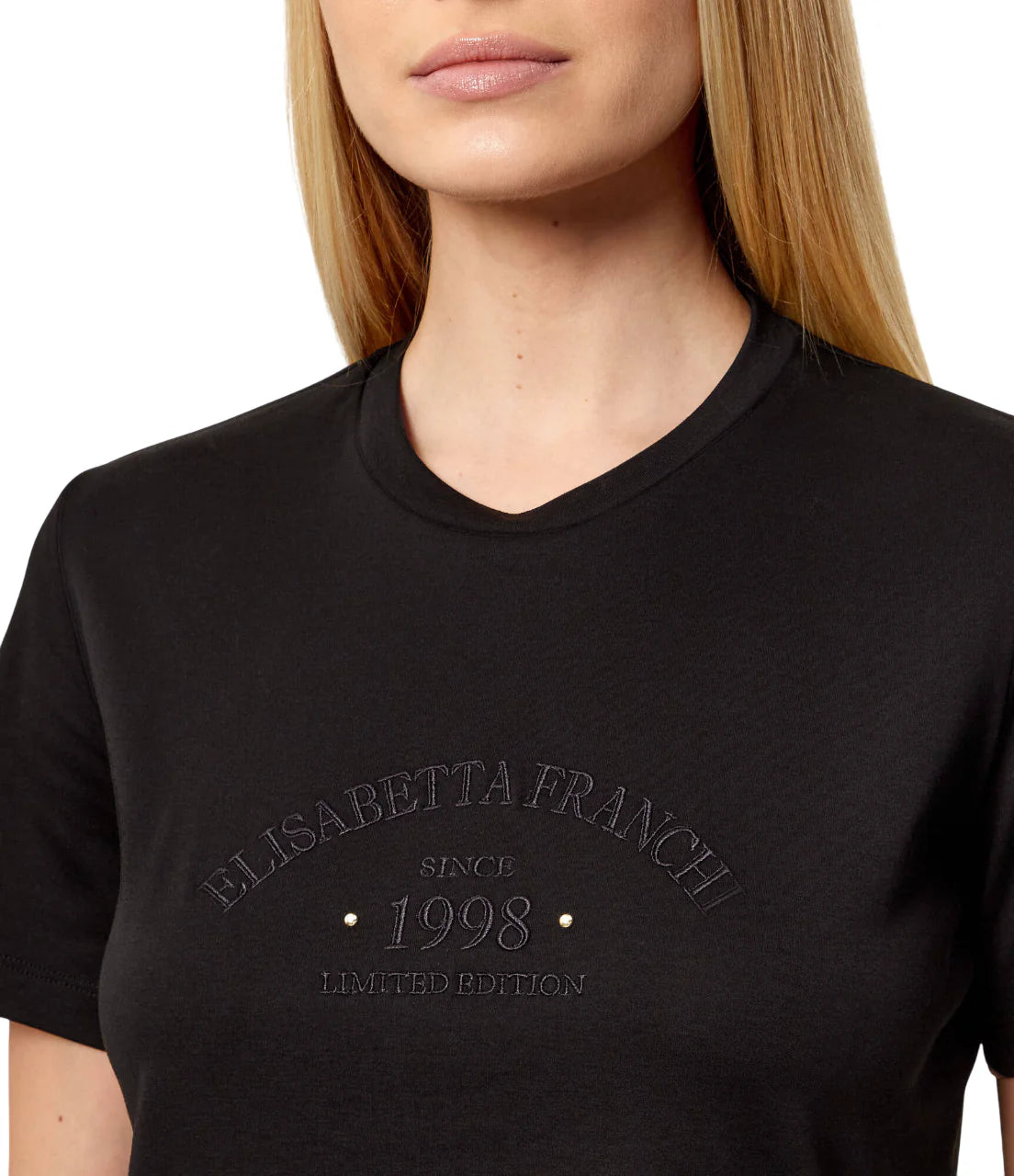 Elisabetta Franchi T-shirt manica corta con logo nero MA01761 110 ELISABETTA FRANCHI 