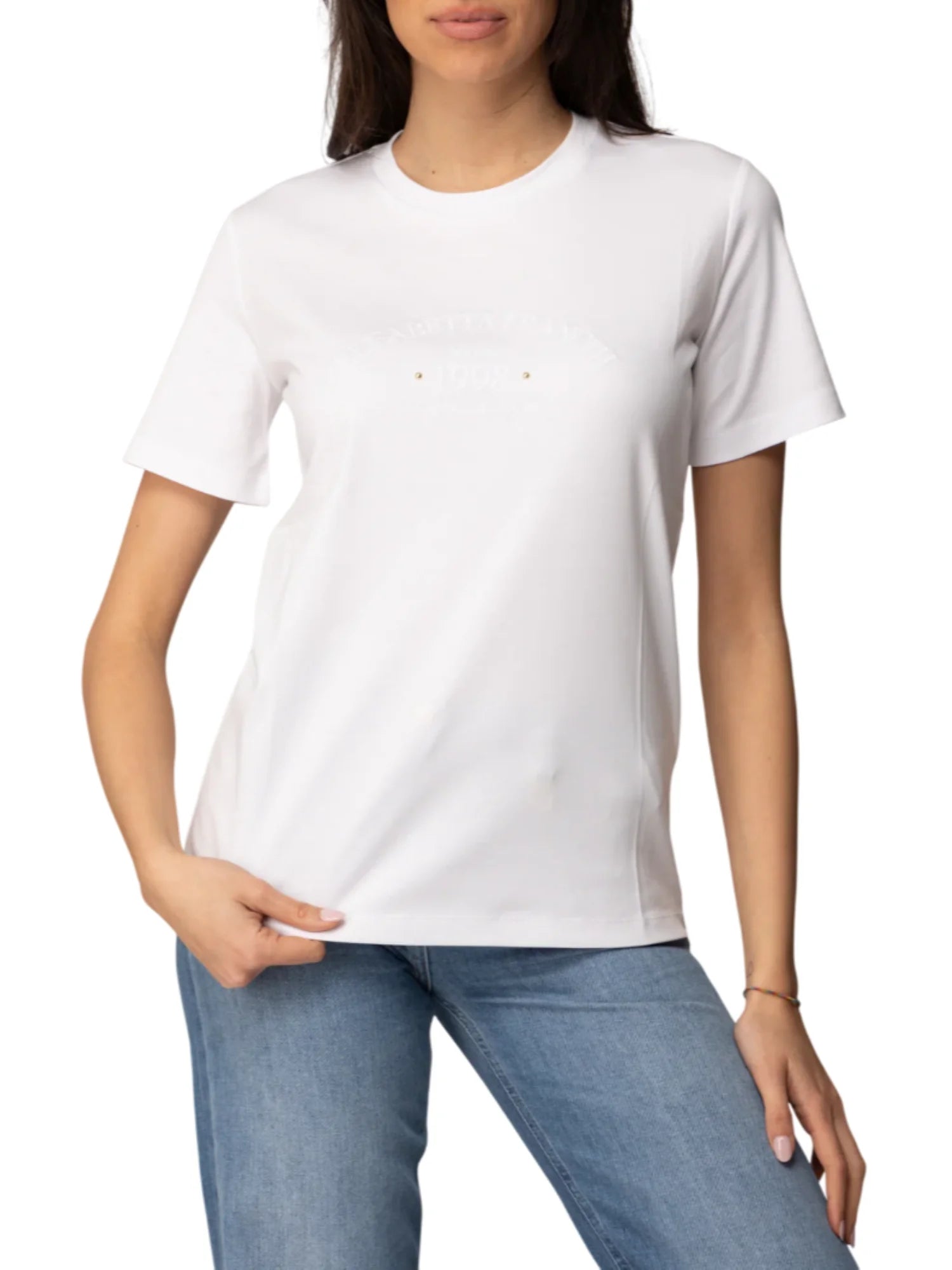 Elisabetta Franchi T-shirt manica corta con logo bianco MA01761 270 ELISABETTA FRANCHI 