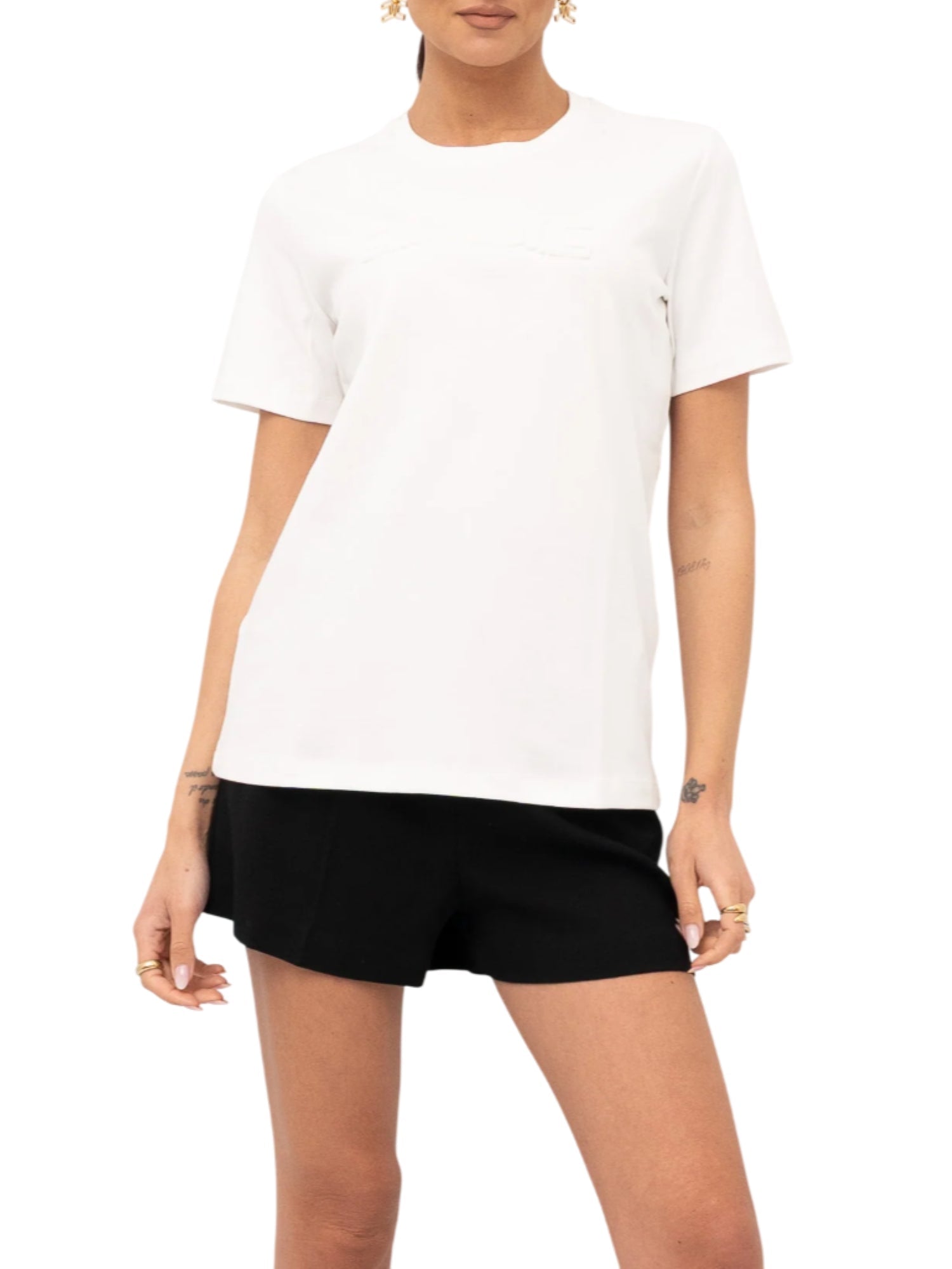 Elisabetta Franchi T-shirt manica corta con logo bianco MA68P61 270 ELISABETTA FRANCHI 
