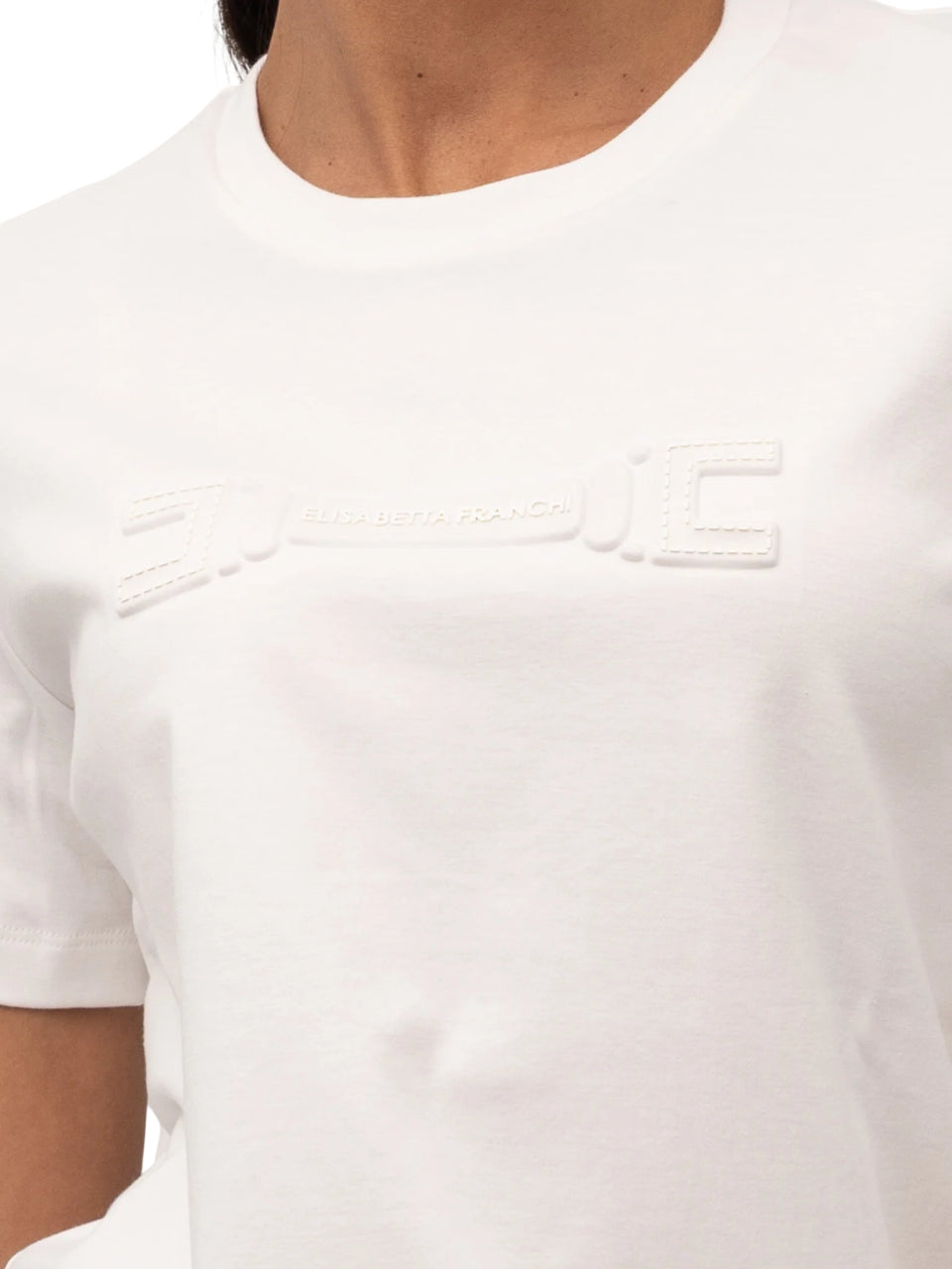 Elisabetta Franchi T-shirt manica corta con logo bianco MA68P61 270 ELISABETTA FRANCHI 
