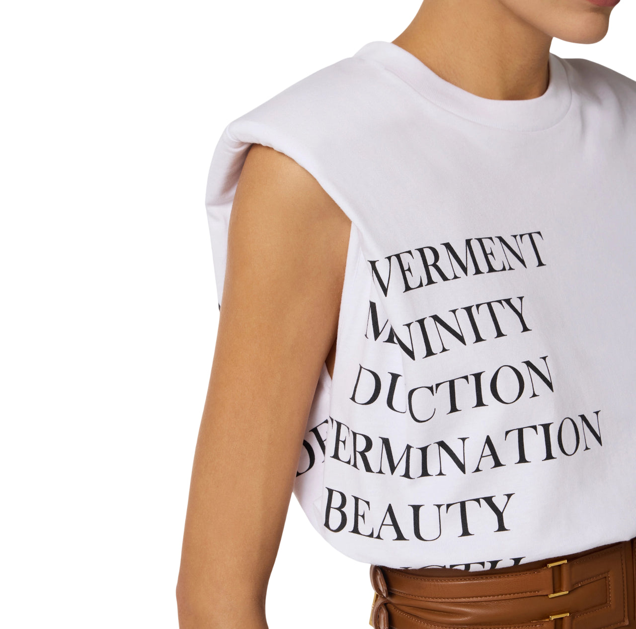 Elisabetta Franchi T-shirt smanicata con spalline bianco MA70P61 270 ELISABETTA FRANCHI 