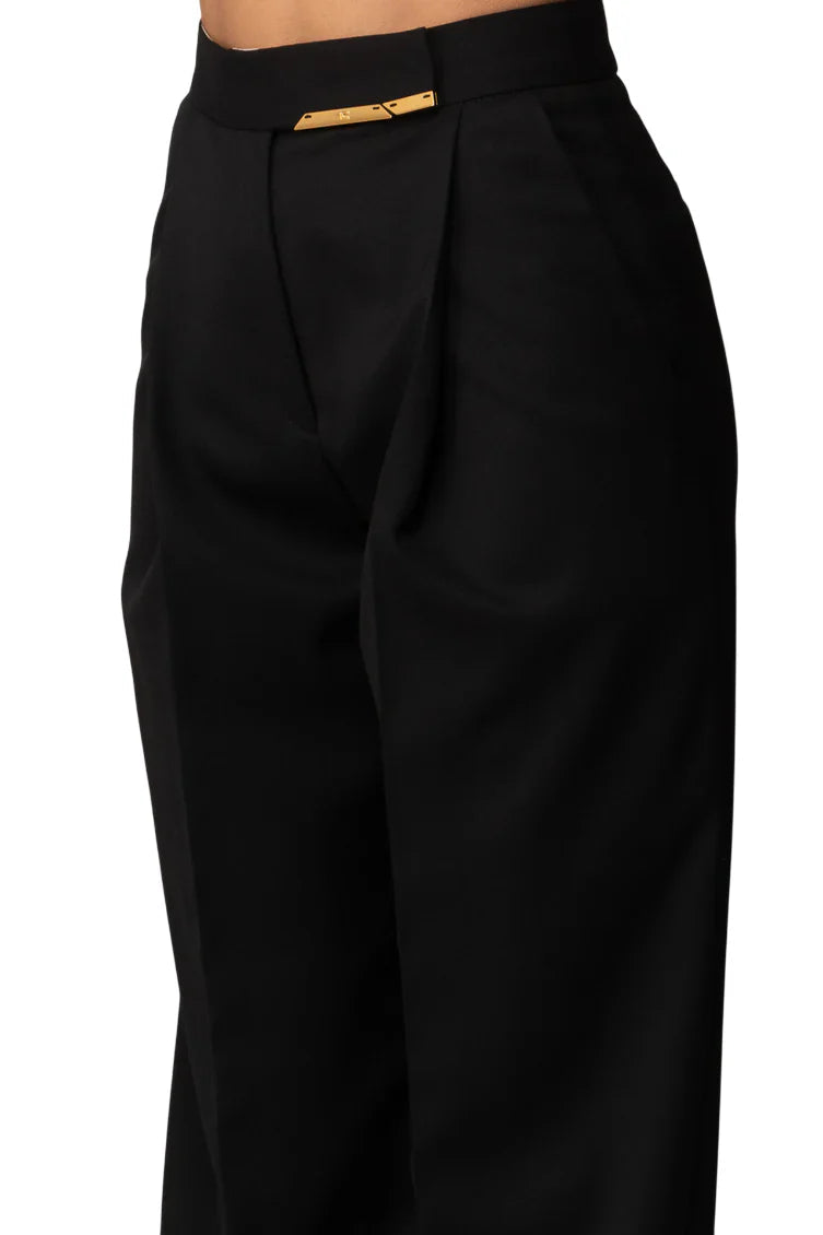 Elisabetta Franchi pantaloni gamba larga donna con pinces nero PA15761 110 ELISABETTA FRANCHI 