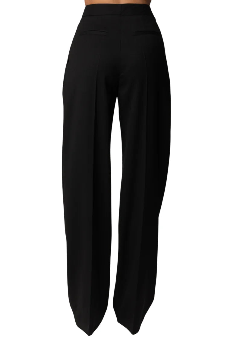 Elisabetta Franchi pantaloni gamba larga donna con pinces nero PA15761 110 ELISABETTA FRANCHI 