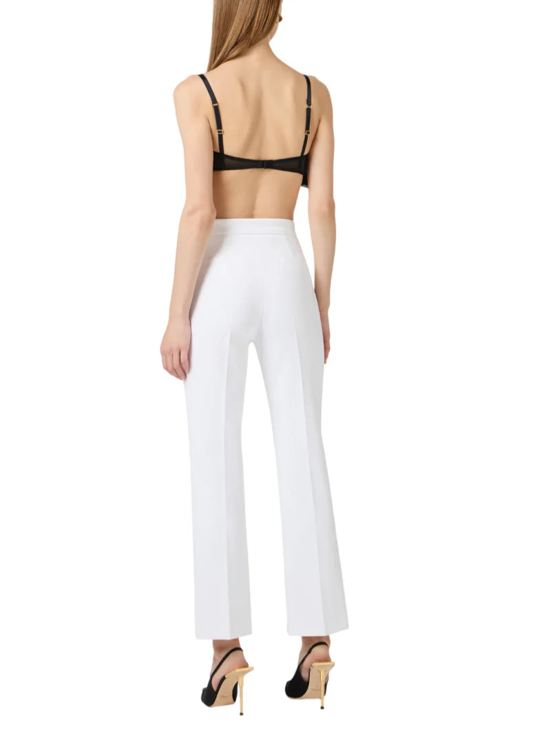 Elisabetta Franchi pantaloni flare in tessuto crepe bianco PA16861 360 ELISABETTA FRANCHI 