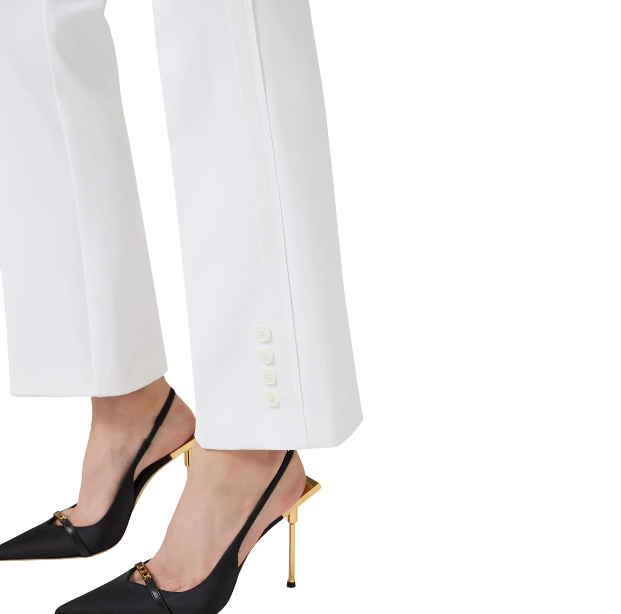 Elisabetta Franchi pantaloni flare in tessuto crepe bianco PA16861 360 ELISABETTA FRANCHI 