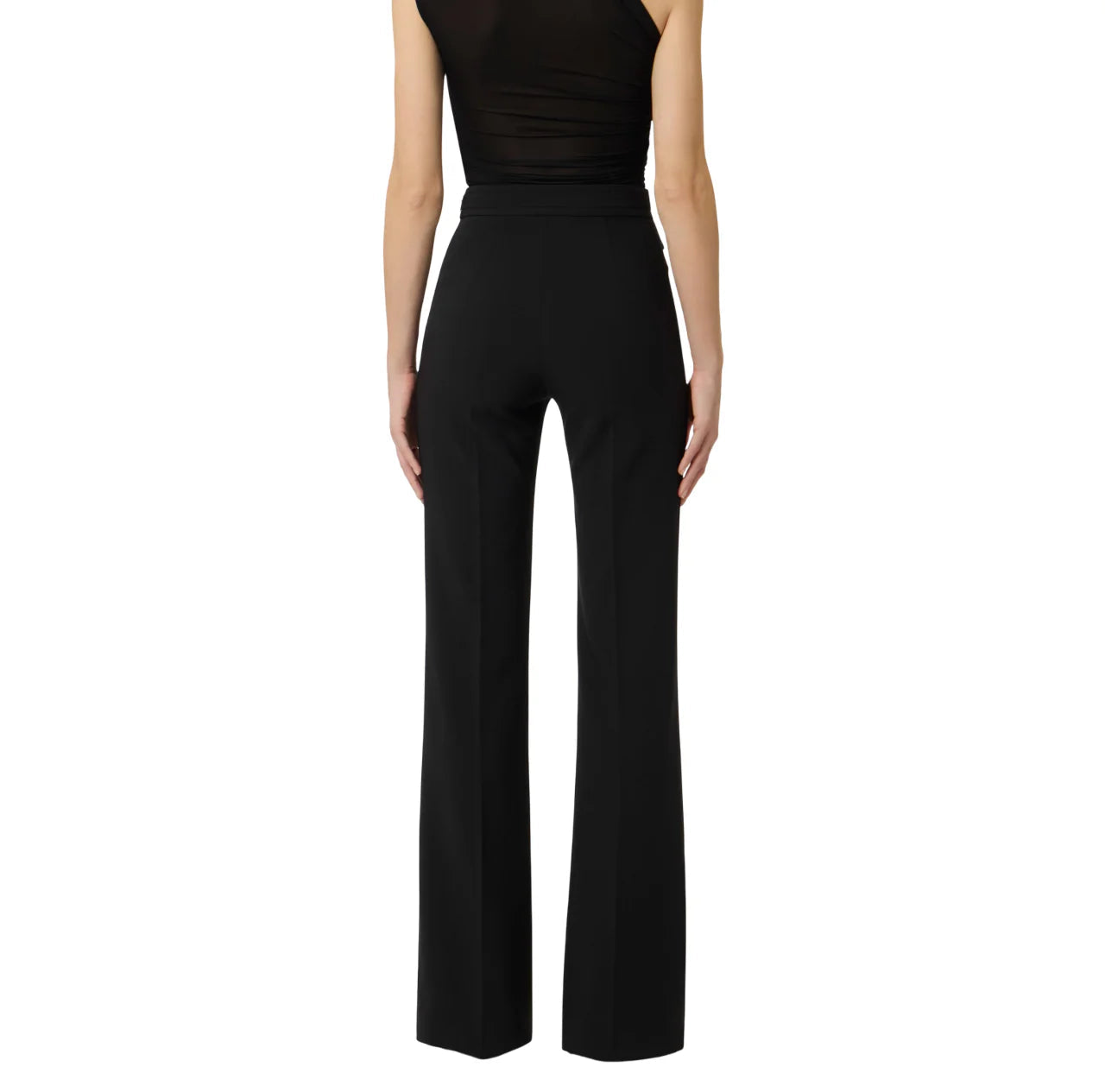 Elisabetta Franchi pantaloni a zampa in tessuto crepe nero PA17161 110 ELISABETTA FRANCHI 