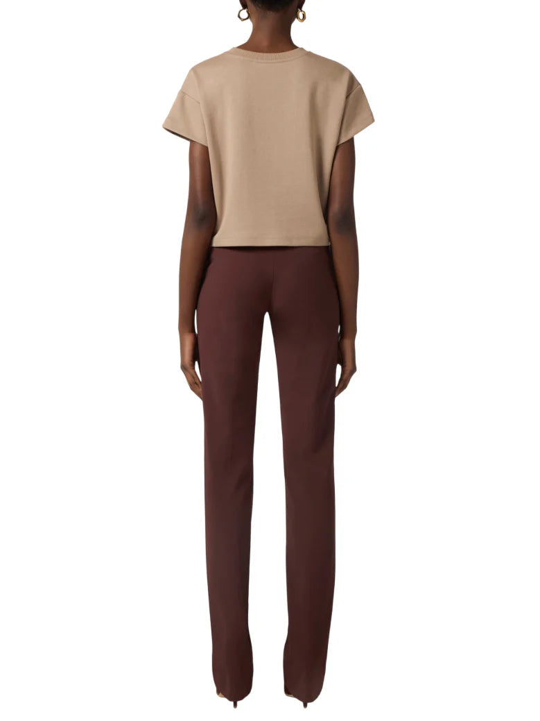 Elisabetta Franchi pantaloni gamba dritta con cintura marrone PA17261 644 ELISABETTA FRANCHI 